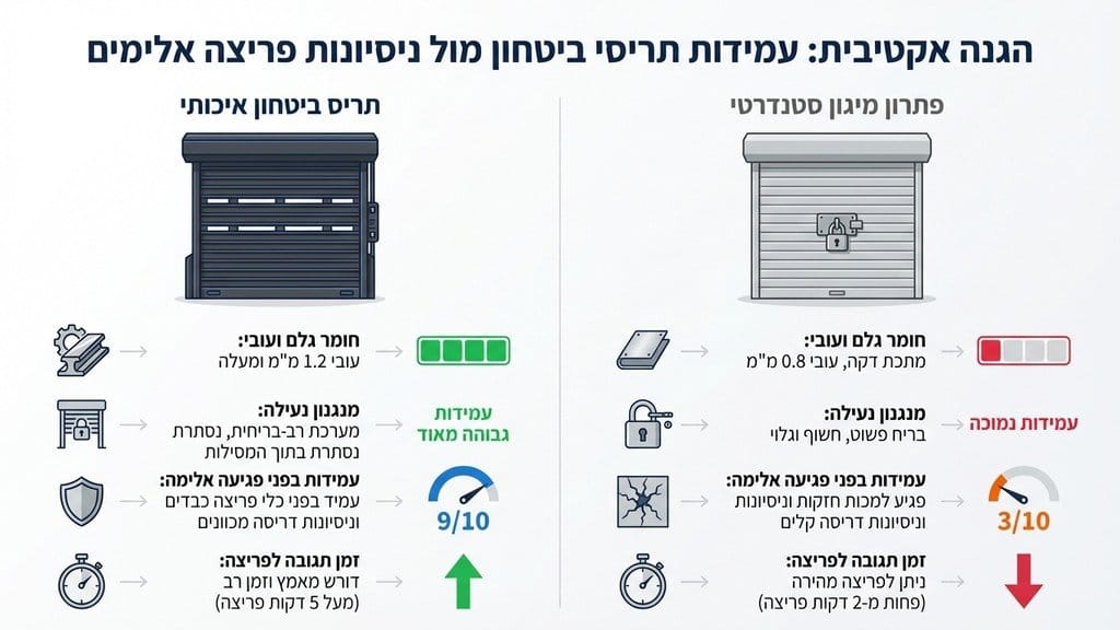 תריס ביטחון איכותי המותקן בחזית מחסן לוגיסטי