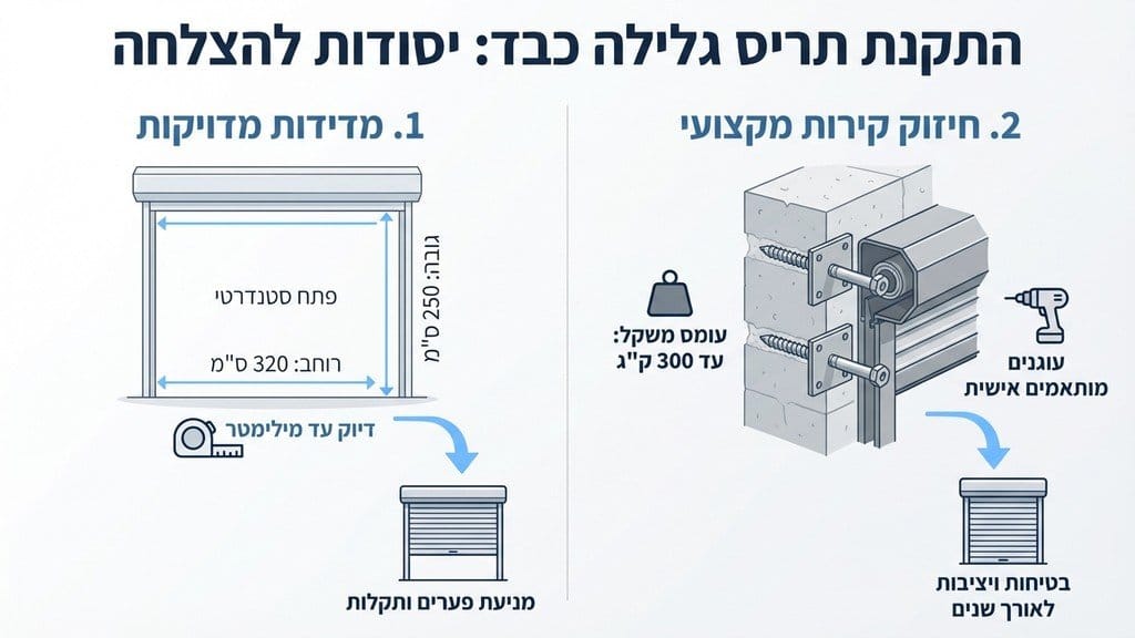 התקנת מסילות לתריס פלדה לחנות