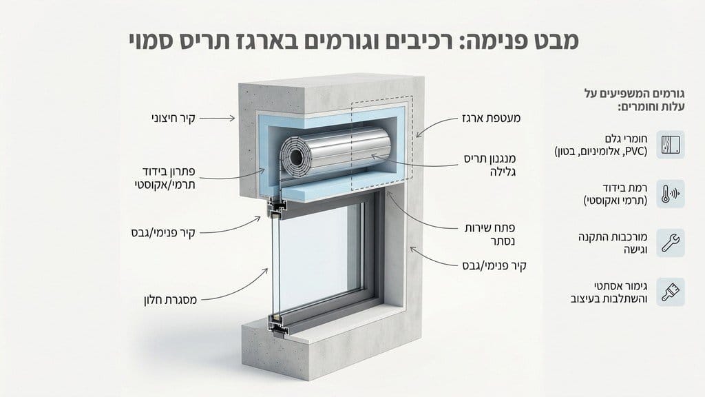 שלבי בנייה והכנת תשתית לארגז תריס נסתר