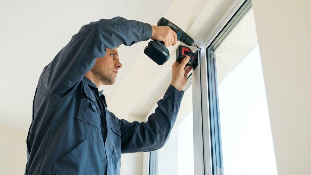 איש מקצוע מתקין מערכת תריס חשמלי נסתר