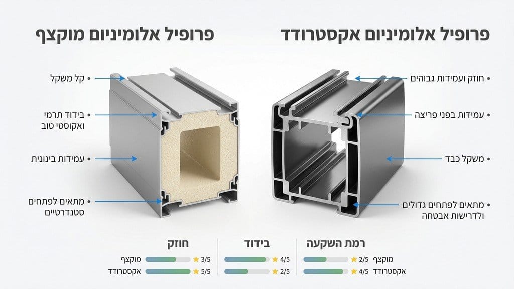 מגוון פרופילים של תריס גלילה מאלומיניום