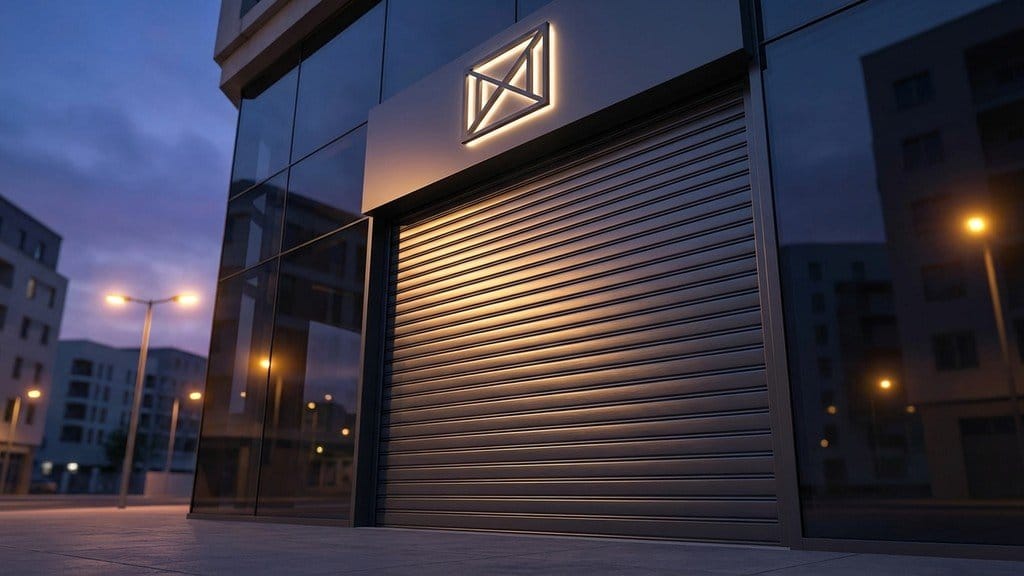 תריס אלומיניום מסחרי המותקן בחזית עסק